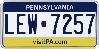 PA license plate LEW7257