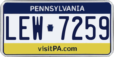 PA license plate LEW7259