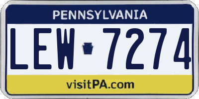 PA license plate LEW7274