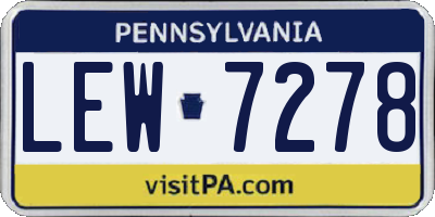 PA license plate LEW7278