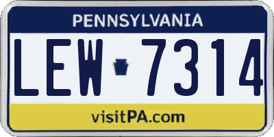 PA license plate LEW7314