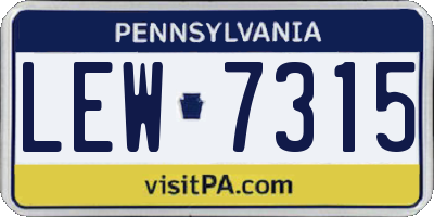 PA license plate LEW7315