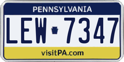 PA license plate LEW7347