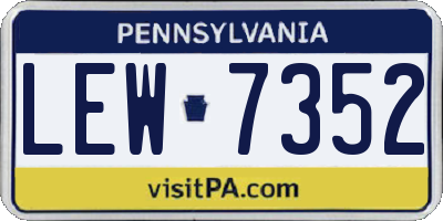 PA license plate LEW7352