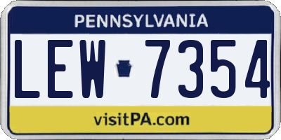 PA license plate LEW7354