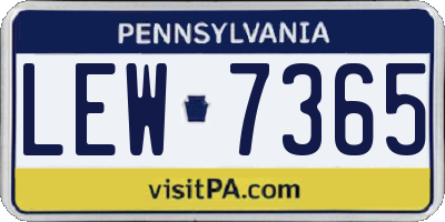 PA license plate LEW7365