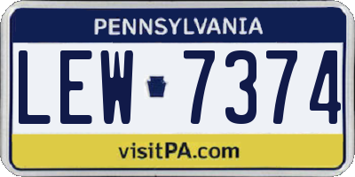PA license plate LEW7374