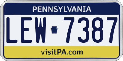 PA license plate LEW7387