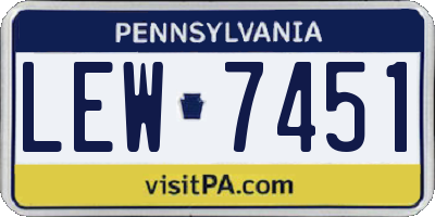 PA license plate LEW7451