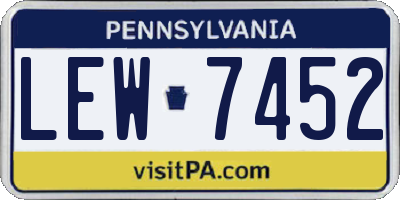 PA license plate LEW7452