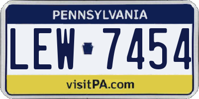 PA license plate LEW7454