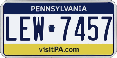 PA license plate LEW7457