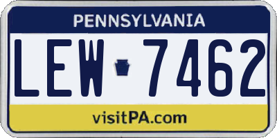PA license plate LEW7462