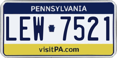 PA license plate LEW7521