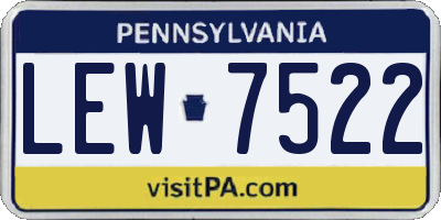 PA license plate LEW7522
