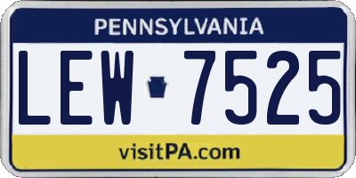 PA license plate LEW7525