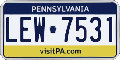 PA license plate LEW7531