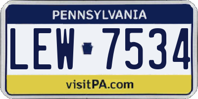 PA license plate LEW7534
