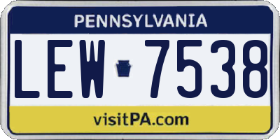 PA license plate LEW7538