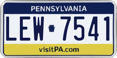 PA license plate LEW7541