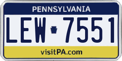 PA license plate LEW7551