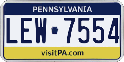 PA license plate LEW7554