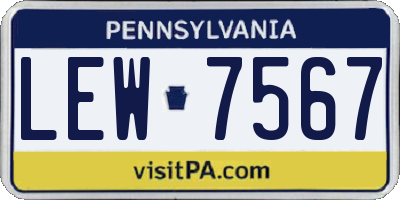 PA license plate LEW7567