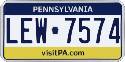 PA license plate LEW7574