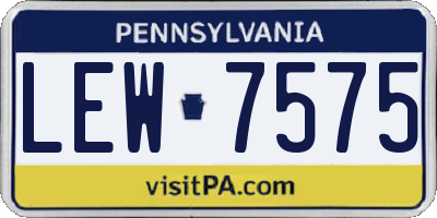 PA license plate LEW7575