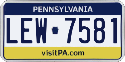 PA license plate LEW7581