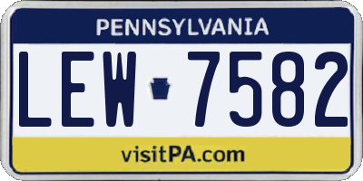 PA license plate LEW7582