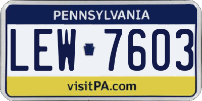 PA license plate LEW7603
