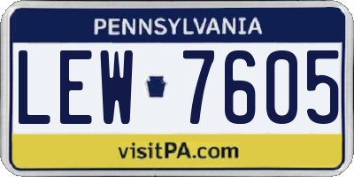 PA license plate LEW7605