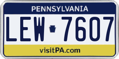 PA license plate LEW7607