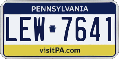 PA license plate LEW7641