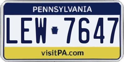PA license plate LEW7647