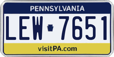 PA license plate LEW7651