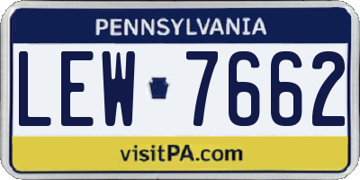 PA license plate LEW7662