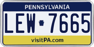 PA license plate LEW7665
