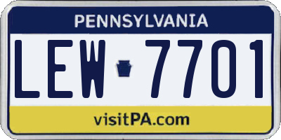 PA license plate LEW7701