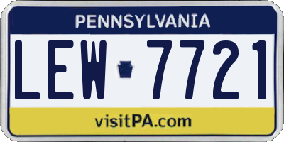 PA license plate LEW7721