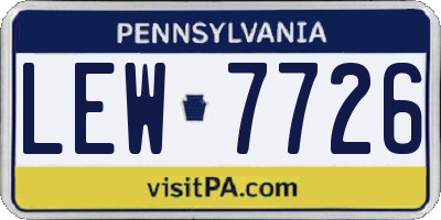 PA license plate LEW7726