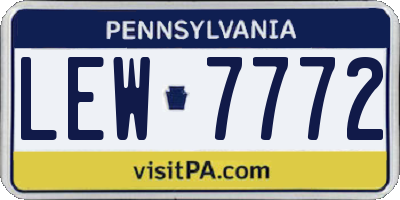 PA license plate LEW7772