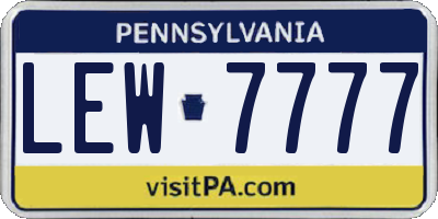 PA license plate LEW7777