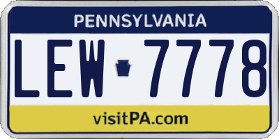 PA license plate LEW7778