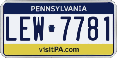 PA license plate LEW7781