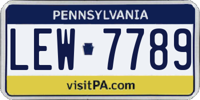 PA license plate LEW7789