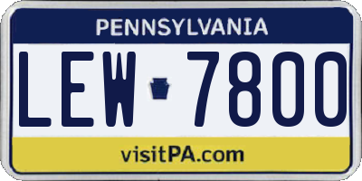 PA license plate LEW7800