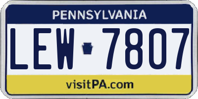 PA license plate LEW7807