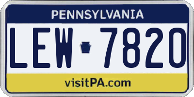 PA license plate LEW7820